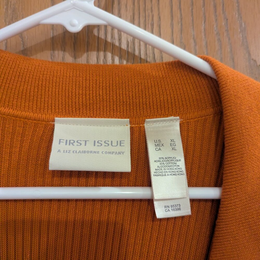 First Issue by Liz Claiborne Full Length Rust/Orange Cardigan or Belted Dress-XL - Picture 3 of 4